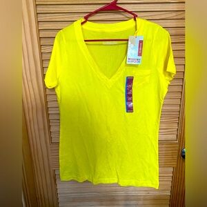 Yellow deep v neck shirt sleeve shirt